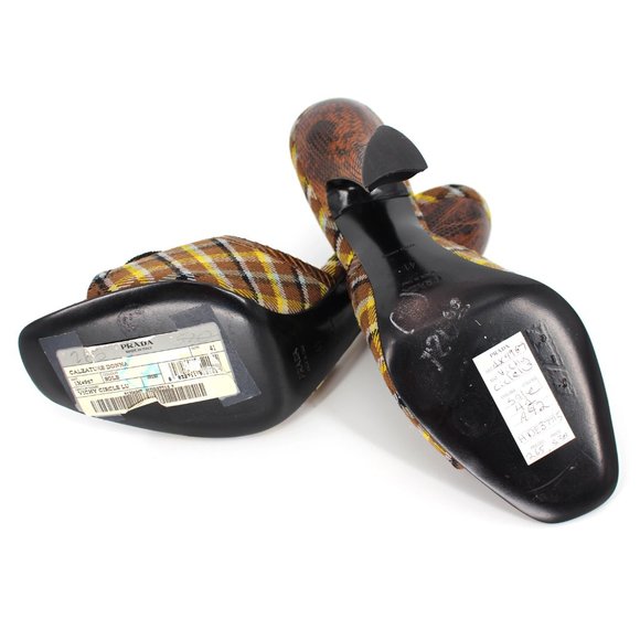 NWT Prada Crystal Embellished Plaid Alligator Heel - Picture 4 of 10